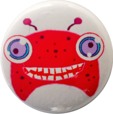 Monster Button mit Punkten rot